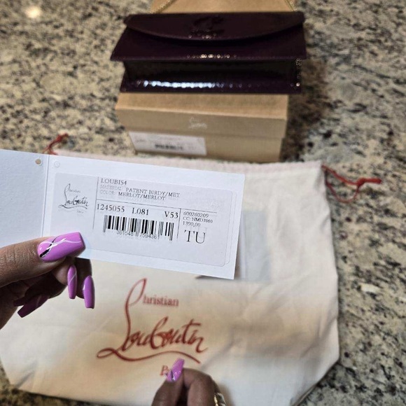 NEW Christian Louboutin Loubi54 Shoulder Bag in Merlot Patent Snake Embossed - Picture 13 of 13